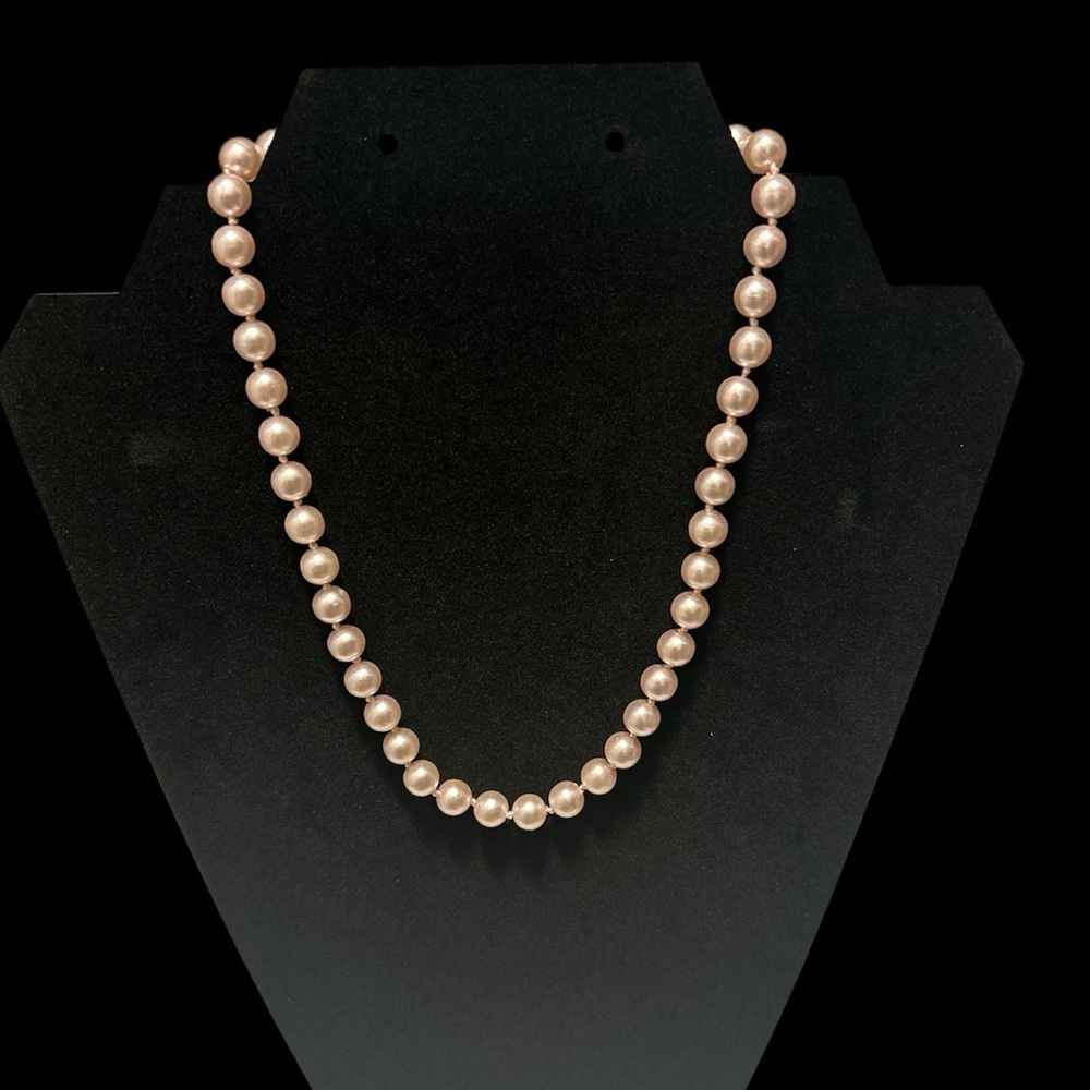 Vintage Double Knotted Pink Freshwater Pearl Necklace (16” Long)